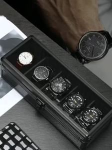 UOSU | New Trendy Exquisite 5-Slot High-End Aluminum Alloy Watch Box And Watch Storage Box Internal Interval Watch Storage Display Box