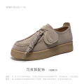 Thick Bottom Deqin Shoes Unisex Casual Kangaroo Shoes High round Head Rubber Outsole Leather Inner Youth Leisure Fashion. 