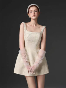 French Style Princess Luxury Beaded Strappy Dress