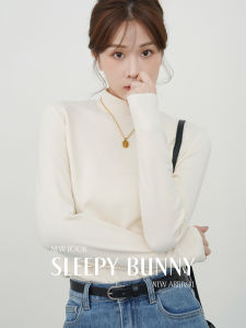 Double Sided Deer Velvet Slim Fit White Long Sleeve T Shirt Spring Base Layer