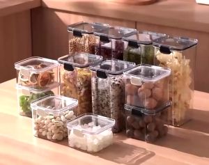 TC ❤Cereal storage container food fresh-keeping box square transparent can food bag dispenser COD