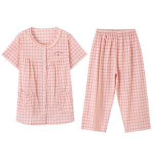 MiiOW | Pure Cotton Short Sleeve Seven-Foot-Pant Sleepwear Thin Summer Home Clothes For Women Cat Person 2025 New Style Breathable Skin-Friendly