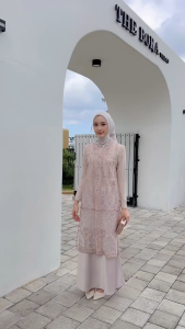 Delova Wardrobe - AMARA LONG OUTER Panjang Modern Tunik Brukat Vintage Bordir Premium Outfit Atasan Wanita Rompi Renda Luaran Baju Pakaian Tulle Tile Lace Brokat Prada Viral Lebaran Raya Kebaya Kondangan Wisuda Kekinian Simple Elegan Chinese Vest