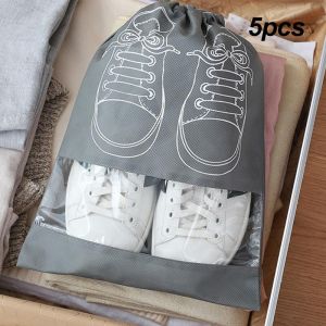 5/10 Chiếc Vải Không Dệt Chống Thấm Nước Bảo Quản Giày Túi Du Lịch Di Động Tủ Quần Áo Tổ Chức Quần Áo Phân Loại Rút Túi Treo Dành Cho Nam