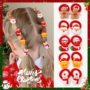 10-Pack Cute Christmas Hair Ties for Girls - Santa Christmas Tree Snowman Design Ideal Christmas New Year Gift for Girls