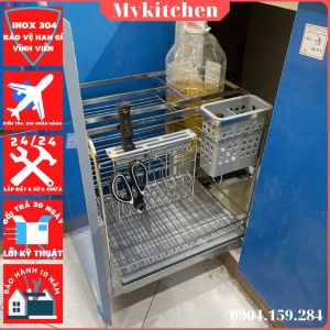 Giá đựng gia vị dao thớt Inox 304-Ray âm giảm chấn