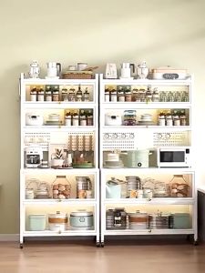 Kitchen dust cabinet 6/5 Layers Kitchen Rack Rustproof Storage Cabinet Carbon Steel Multi-function Rack Enclosed Rack