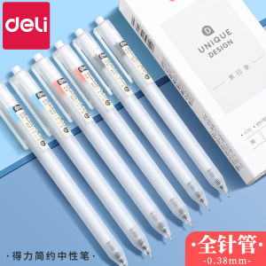 Deli Neutral Pen 0.38mm Needle Type Writing Tool Black Ink Student Exclusive Press down Water Pen Full Needle Tube Type Red Pen