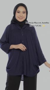 Kemeja Polos Jumbo Wanita Kemeja Katun Rayon Putih Oversize