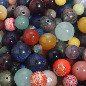 50-100pcs 4 6 8mm Natural Stone Random Color Round Beads With Holes Loose Agate Crystal Beads for Jewelry Making DIY Accessories