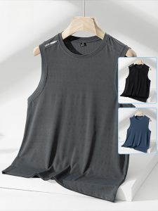 ROMON | Lormen Mens Ice Silk Vest Summer Thin Quick Dry Mesh Sleeveless T-shirt Hurdle Sports Base Sweat Shirt Fashionable Urban Style