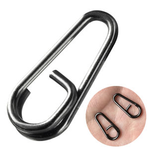 50pcs Black Stainless Steel Bent Dead Oval Split Rings Loop Lure Fishing Connector Fishing Hook Snap Fake Bait Swivel Snap