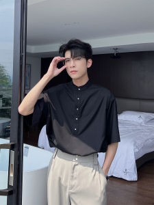 Hualun New Chinese Style Casual Loose Short Sleeve Polo Shirt Mens Summer Fashion Youth Popular Button Decoration Polyester Blend