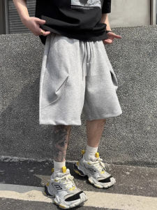 American Style Grey Casual Shorts Mens Summer 2025 New Heavyweight Five-Quarter Loose Deconstructed Mid-Pants Trendy