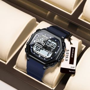 POEDAGAR หรูหราผู้ชายอิเล็กทรอนิกส์นาฬิกากันน้ํา LED Luminous สัปดาห์วันที่ Man นาฬิกาข้อมือซิลิโคนควอตซ์กีฬานาฬิกาผู้ชาย