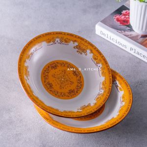 Piring makan bijian keramik omega 9.25 bunga mahkota gold