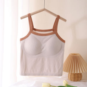 Miiow | Cat Person 2024 New Womens Strap Vest Integrated No Wear Inner Wear With Chest Pad Summer Outdoor Indoor Matching Underwear