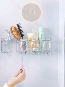 [OKLIFE. SG]Toothbrush Rack/ Perforated Wall-Mounted Glacier Tooth Mug Bathroom Storage Gargle Cup Rack/ABS Plastic Toothbrush Holder