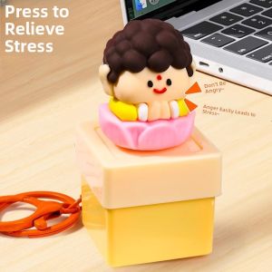 Stress Relief Wooden Fish Toy Sound Producing Key Pressing Buddha Decoration Childrens Squeezable Joy Button Creative Prank Toy