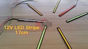 CS LED 12V 17cm Car Stripe White Yellow Red Green Blue Lamp Side Light COB DRL Driving Strip Panel Working L:ampu Kecil Depan Plate No (1pc)