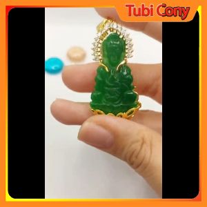[ Cực Đẹp ] Mặt Dây Chuyền Quan Âm Xanh Thạch M932- 301 - UA Tubi Cony - Chạm Khắc Tinh Xảo