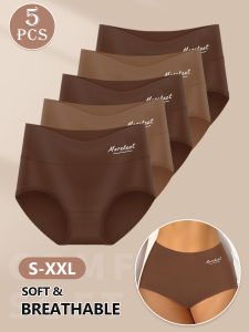 5PCS High-Waisted Cotton Womens Panties - Tummy Control Butt-Lifting Soft Breathable Triangle Underwear