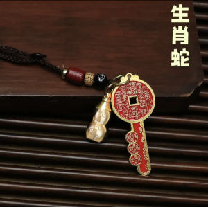 Creative Zodiac Animal Car Keychain Pendant Lucky Gourd Zinc Alloy Key Holder Festive Gift Longevity Wealth Health Happiness