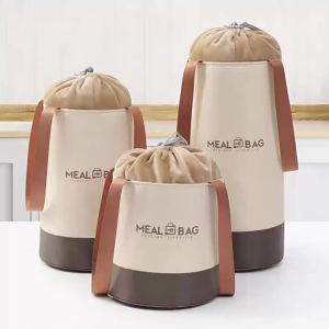 Lunch Box Bag Round Thermal Insulation Bag Student Lunch Box Bento Bag Office Worker Breakfast Bag Thickened Thermal Insulation