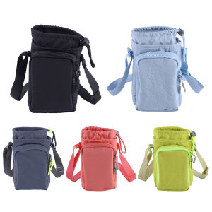 【SFBagFactory】Crossbody Water Bottle Bag Adjustable Strap Water Bottle Holder Pouch Drawstring Water Bottle Carrier for Outdoor Sports【Ready Stock】