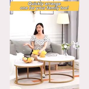 WAROOM Round Table Combination Set Coffee Table Marble Texture Sofa Side Table Modern Living Room Table Balcony Tea Table Beside Corner Table Meja Kopi Kecil Sisi Sofa meja kopi bulat 圆桌茶几桌