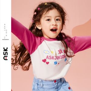 Ask Junior | Girls Long Sleeve Letter T-shirt Raglan Cotton