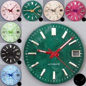 29mm Snow Texture Watch Dial Black  Ice Blue Sakura Pink Dial With DJ Style Hands Set Fit NH35 Automatic Watch Parts Date