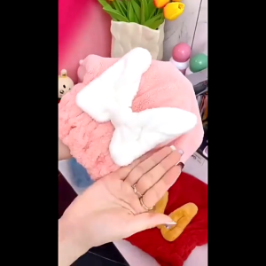 Coral velvet bow dry hair cap Quick Dry shower cap Hair drying towel Absorbent Head Wrap Towel Cap