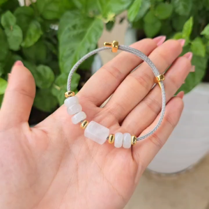 Q1966 Vòng lu thống Thạch Anh Trắng ngũ điếu Cẩm Thạch Trắng cho mệnh Kim và Thuỷ - Phong Thuỷ TUDO