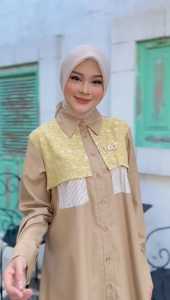 MDLY Baju kemeja atasan wanita/Kemeja Stripes Catton/Kemeja Bordir/Zyra Shirt by Mdly