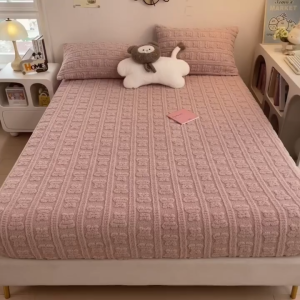 Milk Fleece Bed Sheet High-Quality Soft Bed Sheet Fitted Bed Sheet Children Princess Room Bed Sheet