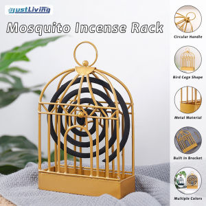 Justliving 1 cái Giá đỡ cuộn muỗi kim loại Thanh Lịch giá cắm hương sắt giá đỡ cuộn muỗi sáng tạo kiểu Bắc Âu hình dạng lồng chim ngày hè sắt đuổi muỗi nhang treo hộp hương Trầm muỗi cầm tay