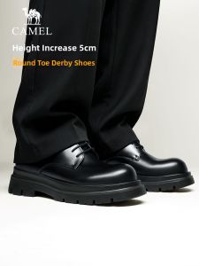 CAMEL | Autumn New Leather Business Derby Shoe with Big Head and Height Increasing