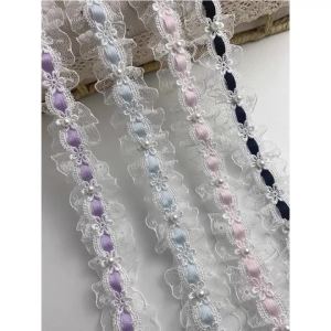 Phụ Kiện Váy Ren Lolita Tự Làm Ruy Băng Thủ Công Trang Trí Quần Áo Trẻ Em Dây Đeo 4cm Ren Cotton Gói Hàng