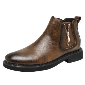 NUDANLAI | Leather Zipper Ankle Boot Mens Retro Style Chelsea Business