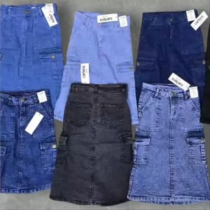 Girls 6Pocket Skirt Jeans Kain Soft Comfortable High Quality Kain Stretchable.Size.2-12