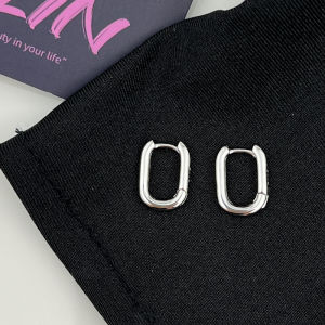 925 Pure Silver U-Shaped French Oval Earrings Minimalist Cold Style Personality Circle Ear Decorations Commute round Ear Buckles