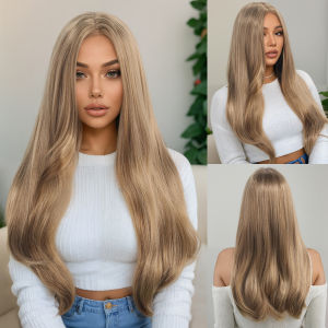 Wigs For Straight Lace With Bangs inches Ombre Brown Highlight Blonde Wigs Cosplay Wig Synthetic fiber wig