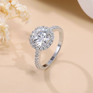 แหวนมอสไนต์สำหรับผู้หญิง1กะรัตของแท้100% ได้รับการรับรองมาตรฐานผ่านการทดสอบเพชรเครื่องประดับงานแต่งงานชุบสีขาว18K S925เงินไม่ซีด
