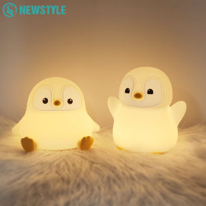 Cute Silicone Night Light Penguin Bedside Sleeping Lights Touch Dimmable Rechargeable Ambient Childrens Bedroom Lights