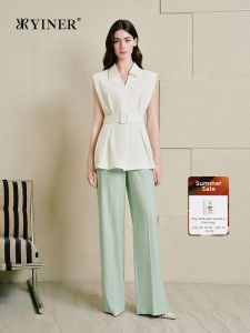 Light Business Wool Blend Wide Leg Casual Pants