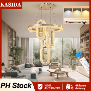 KASIDA Nordic chandelier modern design with remote ceiling light 3 color dimming chandelier light modern design high ceiling led pendant light chandellier for living room dinning room bedroom