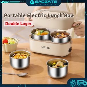 Stainless Steel 304 Double-Layer Electric Lunch Box with Rice Cooker and Food Warmer