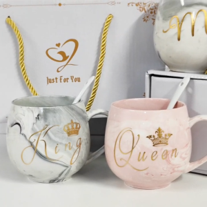 【EONMIR】Mable Mug Mr Mrs Crown Mug Anniversary Wedding Gift Birthday Gift Doorgift Gift Coffee Cup Set & Spoon Ceramic Mug Gift Box Set Couple Mug / Customize / Hantaran Kahwin Hadiah Cawan Murah Cawan Kopi Cawan Murah