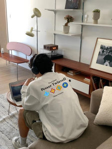 Áo Thun Cotton Nguyên Chất Tay Dài Màu Trắng Rộng Rãi Cho Nam Mùa Thu 2025 Thời Trang Thường Ngày Kháng Khuẩn in Chữ Tròn